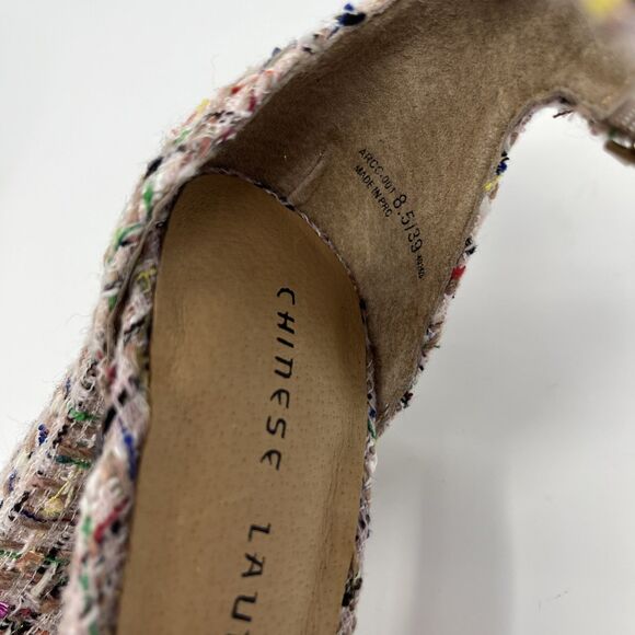 NWOT Chinese Laundry Womens Avenue Platform Heel Shoes Y2K Sz 8.5 Pink Tweed - Picture 7 of 16